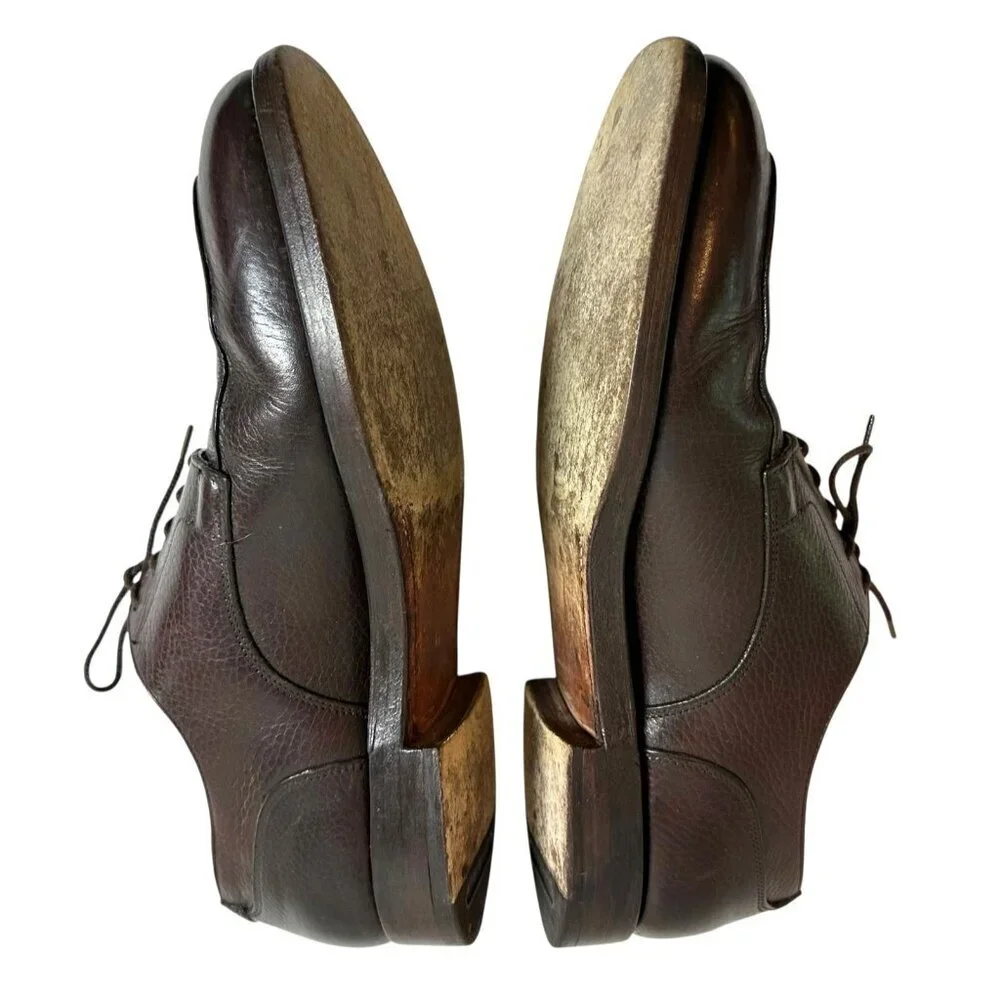 Brooks Brothers Peal & Co Brown Grain Alogonquin Leather Oxford Shoes Size 8.5 D